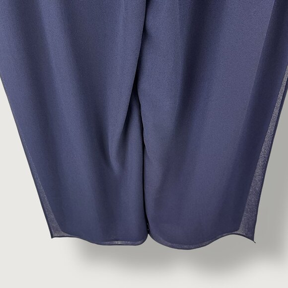 Vintage | Stanley Scott | Side-slit Palazzo Pants | M | Navy | Minimalist | 90's - Picture 10 of 16